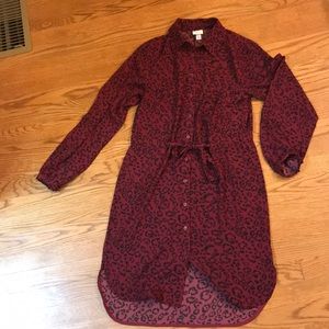 XS Burgundy shirt dress.